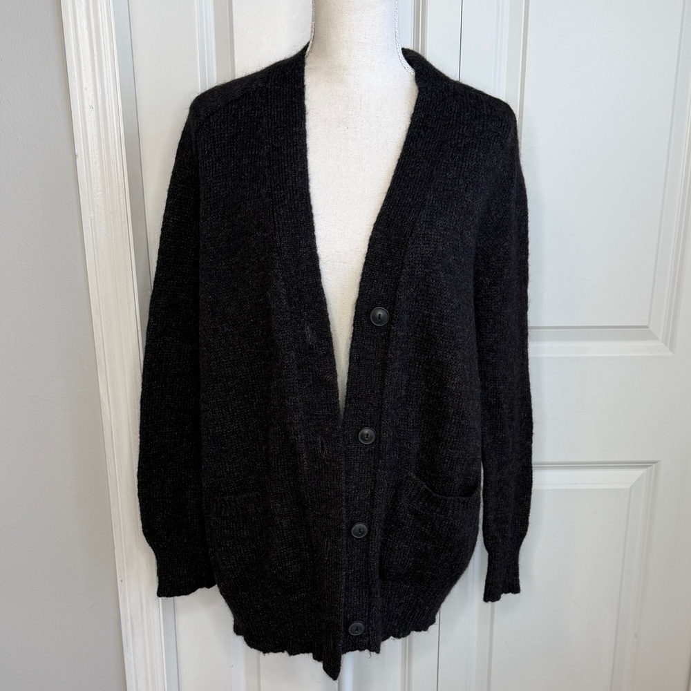 Denim & Supply Black Blue Brown Wool Mohair Cardigan Sweater Medium Ralph Lauren